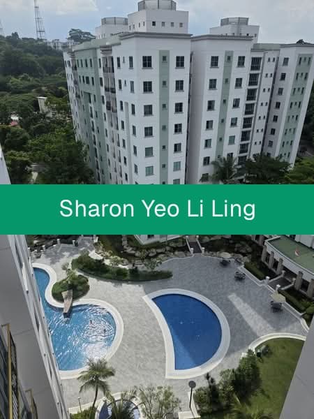 High-Floor 2BR + Helper's Room with Pool View at Springdale Condo